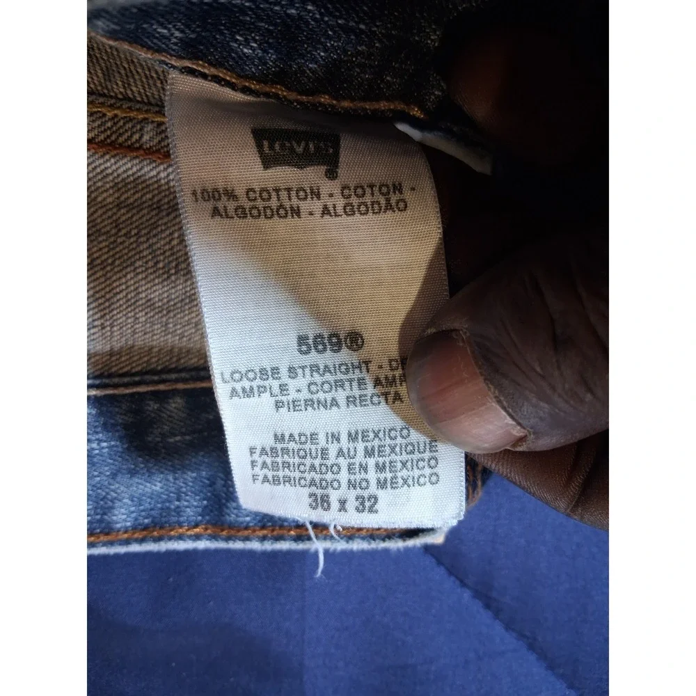 Levis 569 Loose Straight Leg Jeans Mens‎ 38x29 Light Wash Blue Denim Y2k
